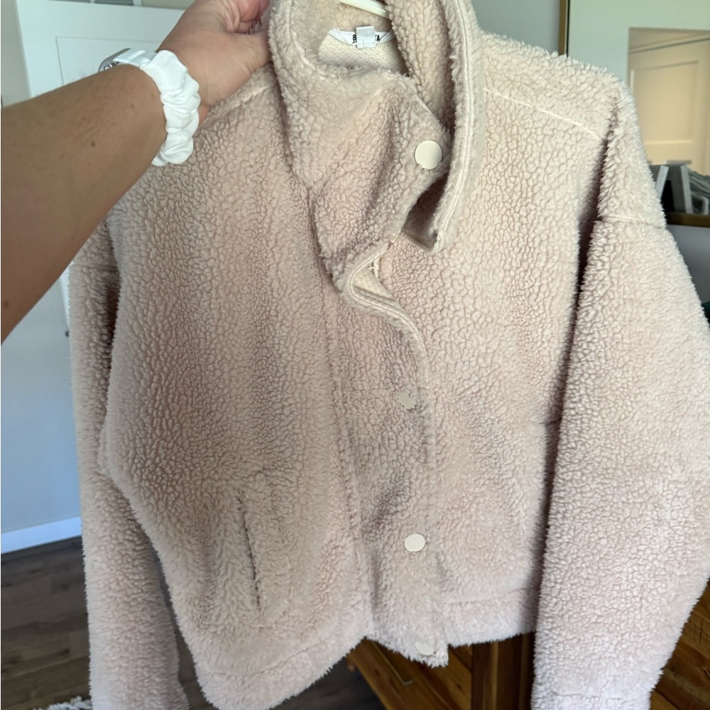 BB Dakota by Steve Madden Plush Teddy Jacket in Blush Cream